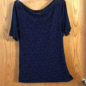 Delicate lacy navy blue top